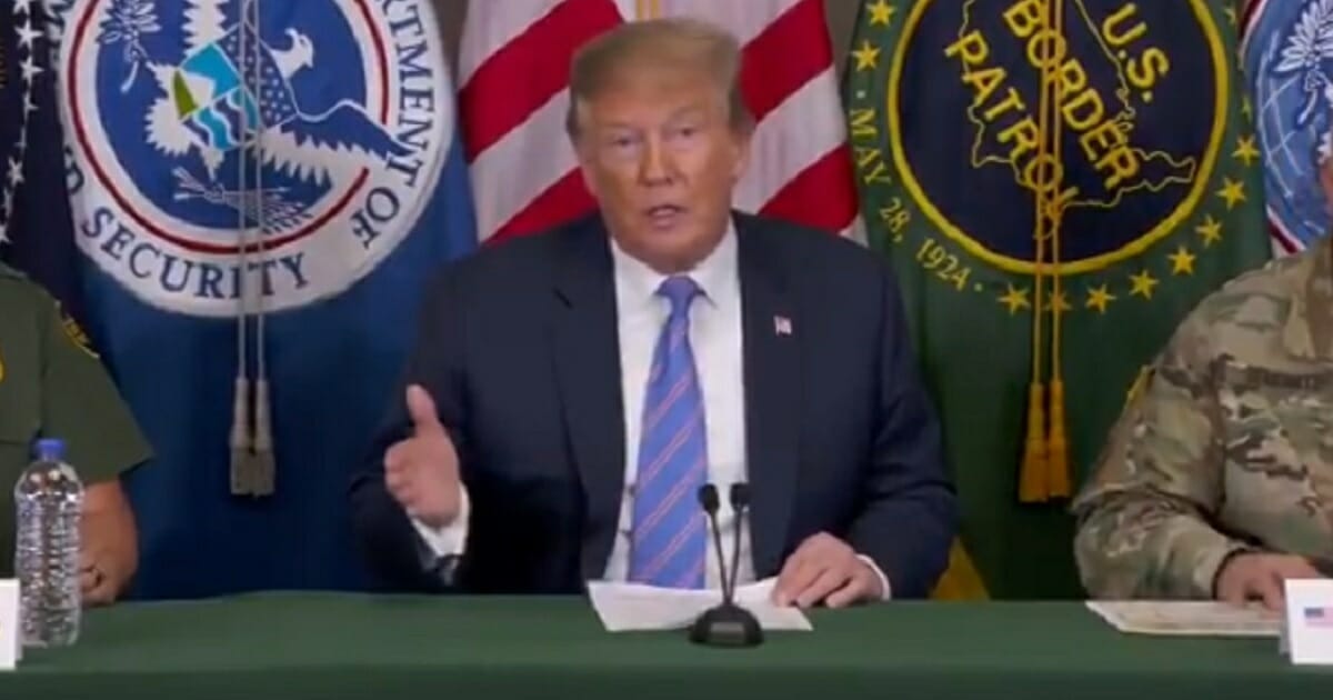 President Donald Trump speaks to the media during a visit to the Border Patrol station at Calexico, California, on Friday.
