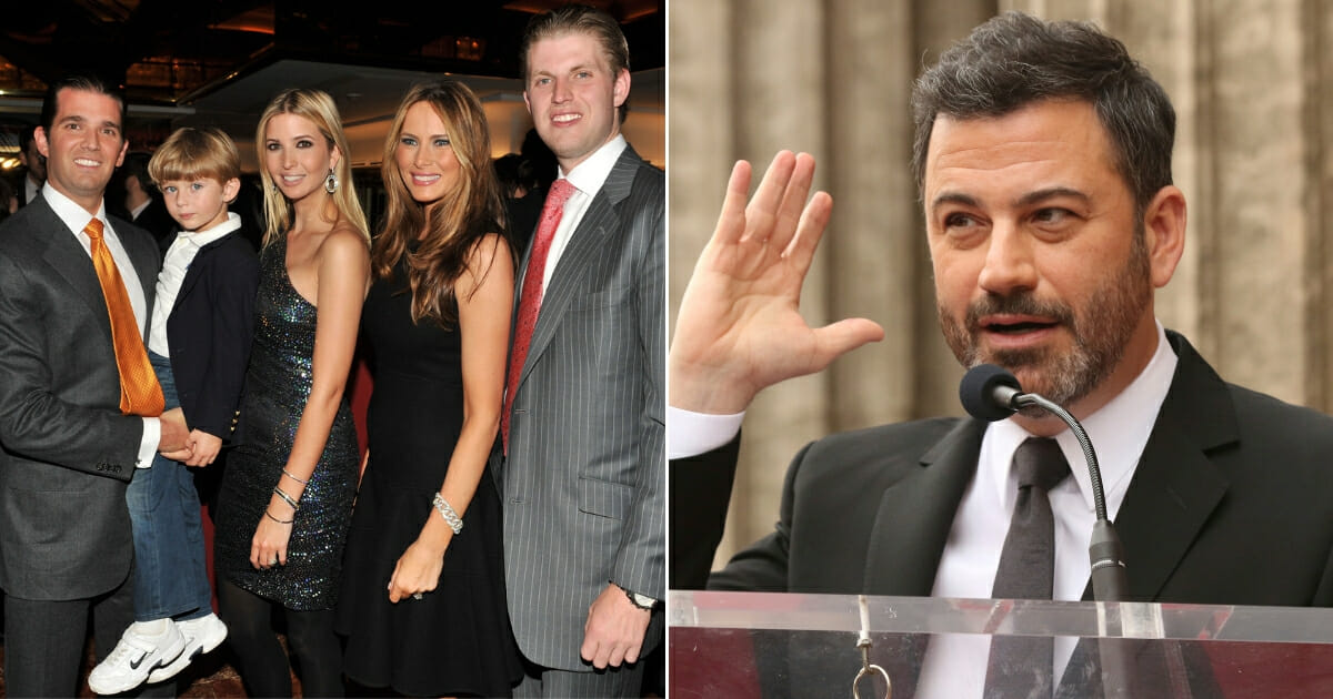 Donald Jr., Barron, Ivanka, Melania and Eric Trump; Jimmy Kimmel