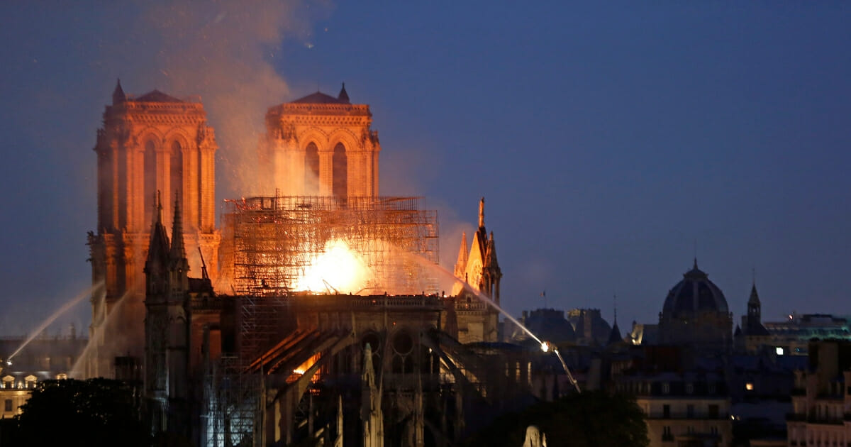 Notre Dame Cathedral afire.