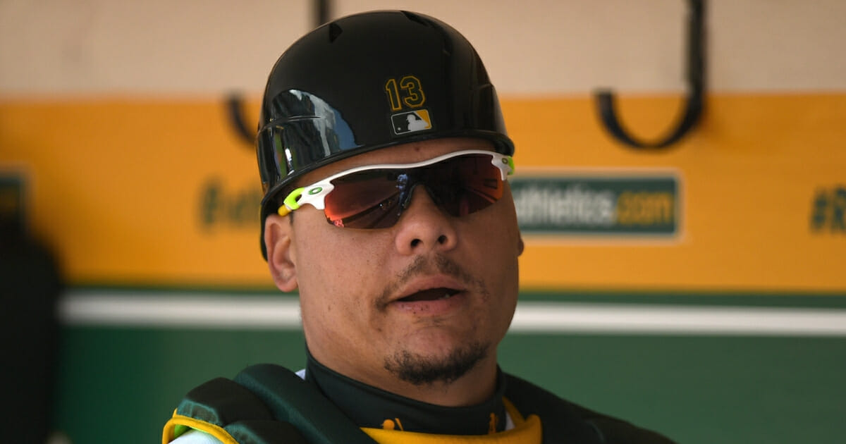 Former Oakland A's catcher Bruce Maxwell in a May 2018 file photo.