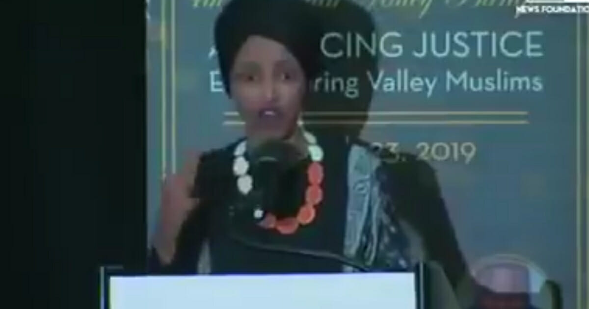 Ilhan Omar delivers a speech at a CAIR fundraiser.