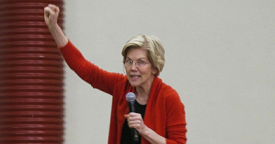 Sen. Elizabeth Warren, D-Mass., speaks to supporters at Wooster High School in Reno, Nevada, on April 6, 2019.