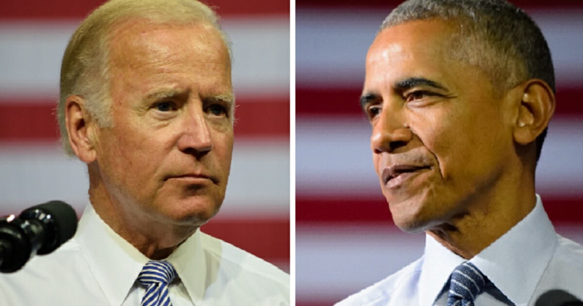 Former Vice President Joe Biden, left; and former President Barack Obama, right.