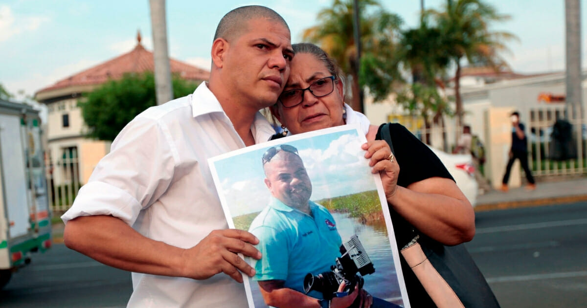 The mother and brother of journalist Angel Gahona -who died during anti-government protests.