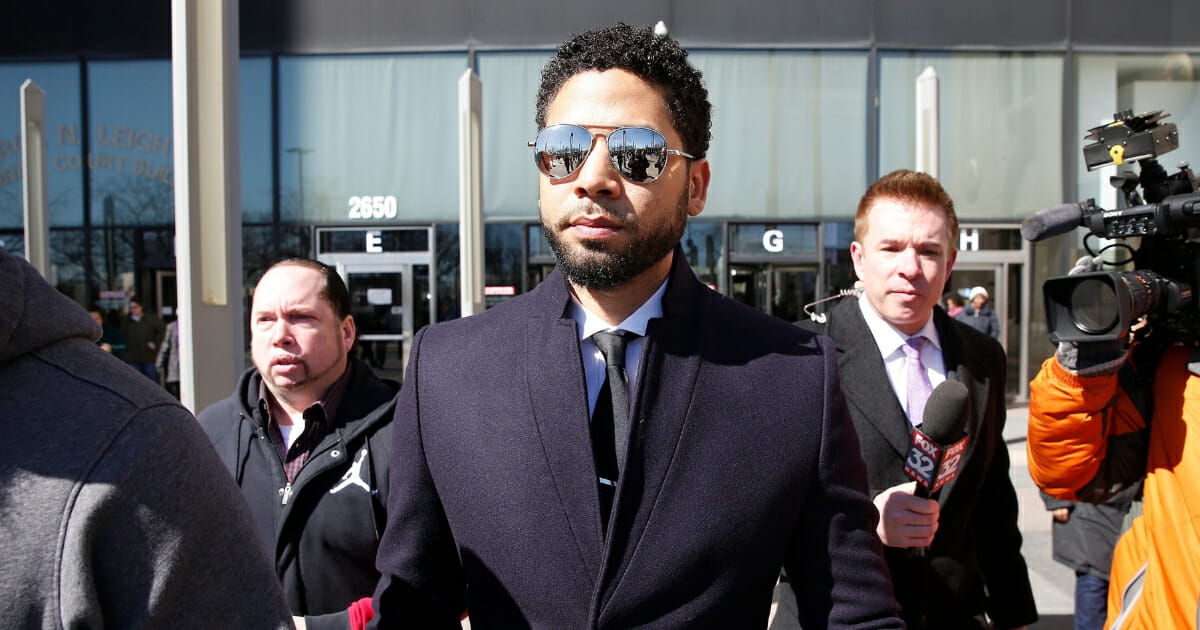 Actor Jussie Smollett leaves the Leighton Courthouse after his court appearance on March 26, 2019 in Chicago, Illinois.