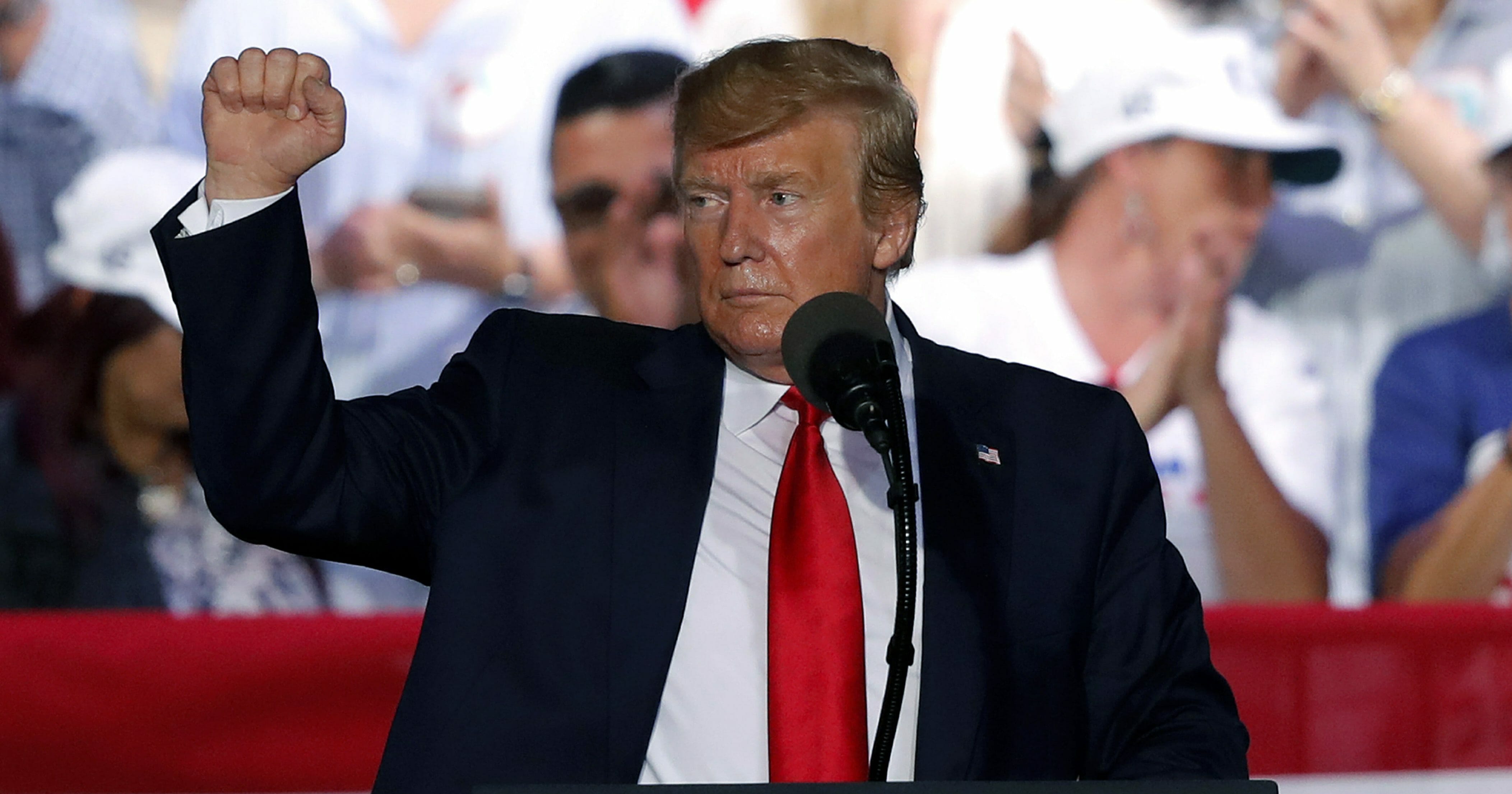 President Trump acknowledges the crowd at the end of his rally in Panama City Beach, Fla., on Wednesday, May 8, 2019.