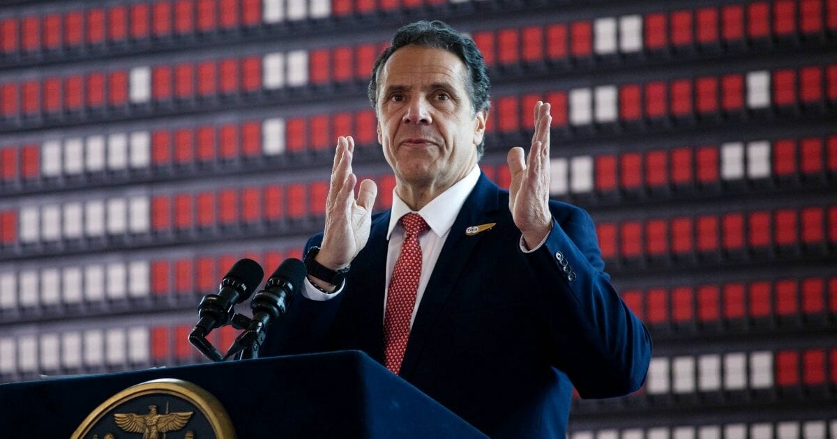 Gov. Andrew Cuomo speaks ahead of the ribbon-cutting ceremony at the new TWA Hotel at JFK Airport on May 15, 2019, in New York City.