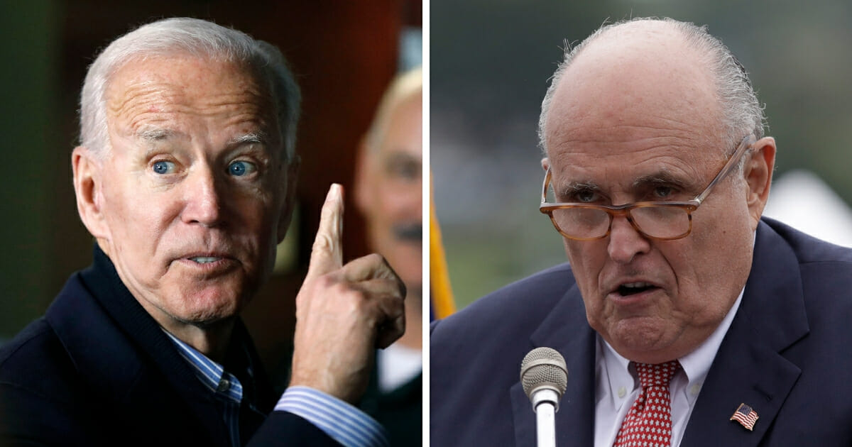 Joe Biden opposite Rudy Giuliani