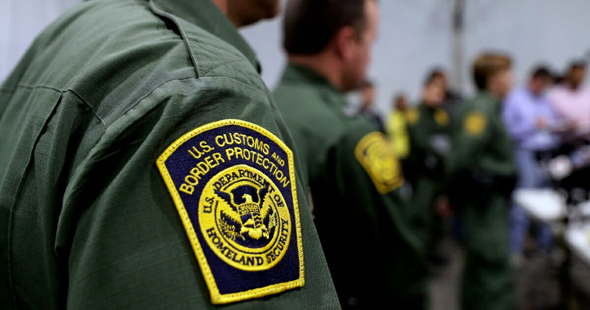Border Patrol agents hold a news conference prior to a media tour of a new U.S. Customs and Border Protection temporary facility near the Donna International Bridge on May 2, 2019, in Donna, Texas. (Eric Gay / AP Photo)