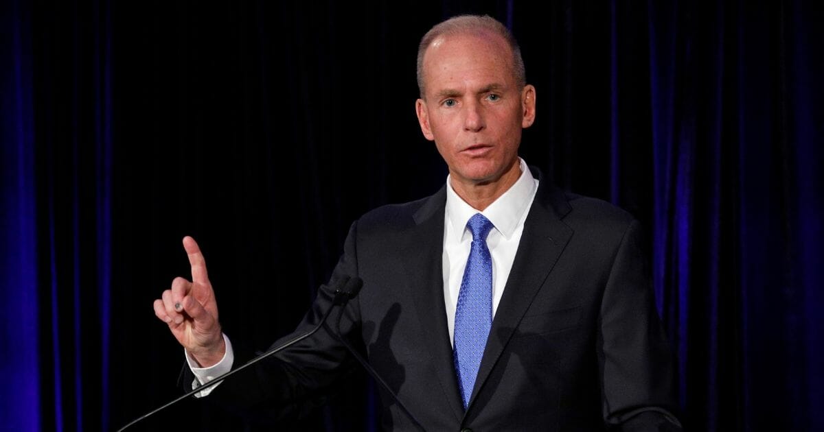 Boeing Chief Executive Dennis Muilenburg speaks during a media conference after the annual shareholders meeting at the Field Museum on April 29, 2019, in Chicago, Illinois.