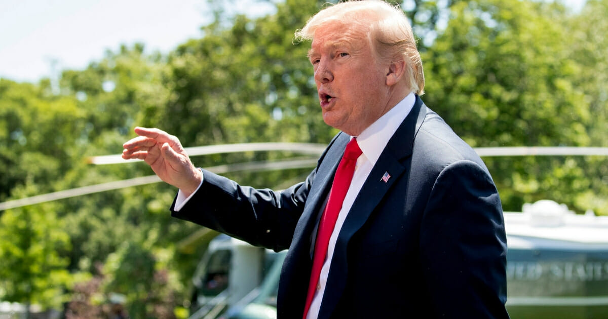 President Donald Trump speaks to members of the media on the South Lawn of the White House in Washington on May 24, 2019, before boarding Marine One. (Andrew Harnik / AP Photo)