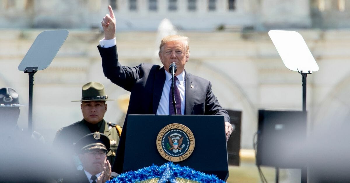 Donald Trump speaks at the Peace Officers' Memorial Day Service