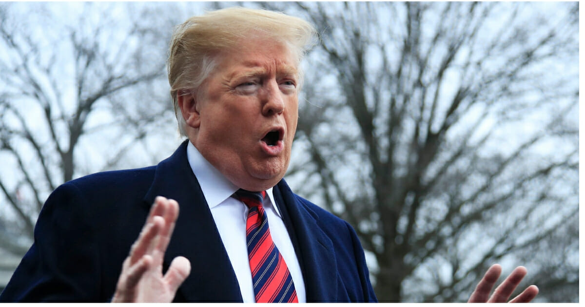 President Donald Trump speaks to reporters outside the White House on Jan. 19, 2019, in Washington, D.C.