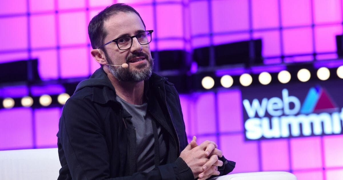Ev Williams, co-founder of Twitter and chief executive officer of Medium, speaks during the Web Summit technology conference in Lisbon, Portugal, on Nov. 8, 2018.