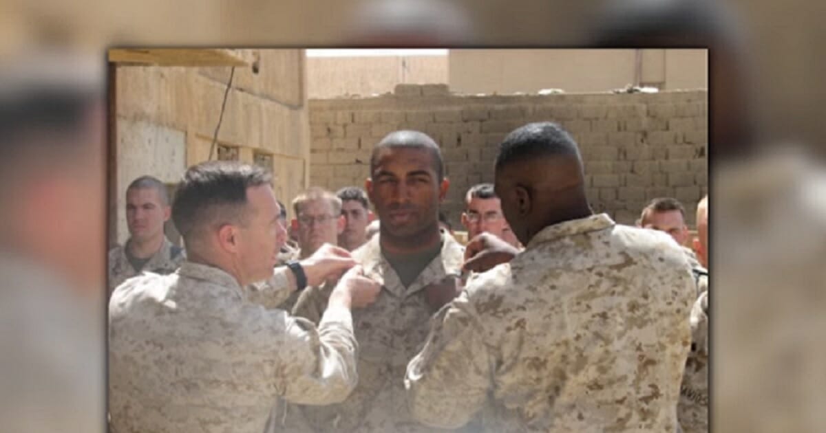 Congressional contender Harrison Floyd with the Marines in Afghanistan.