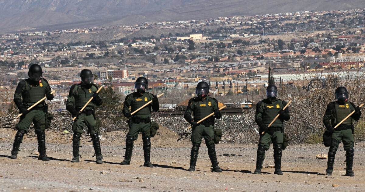 border patrol agents standing in a line during a safety drill