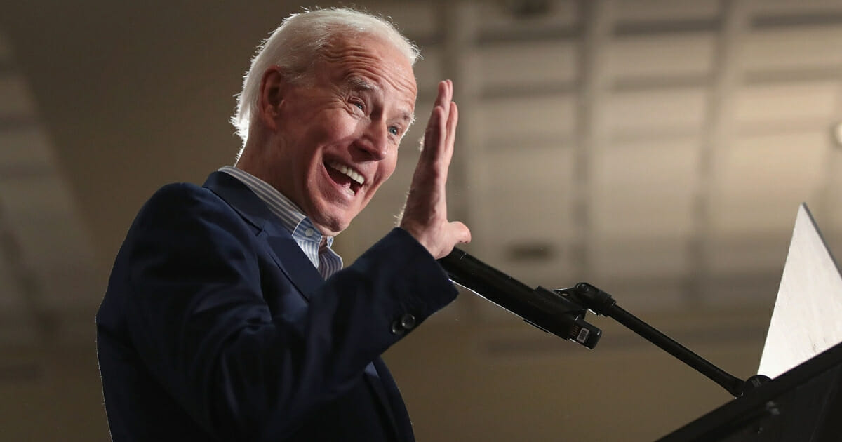 Democratic presidential candidate Joe Biden speaks to guests during a campaign event at the Grand River Center on April 30, 2019, in Dubuque, Iowa.