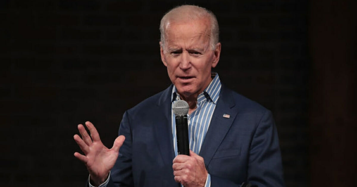 Joe Biden speaks to guests during a campaign event at The River Center on May 1, 2019, in Des Moines, Iowa.