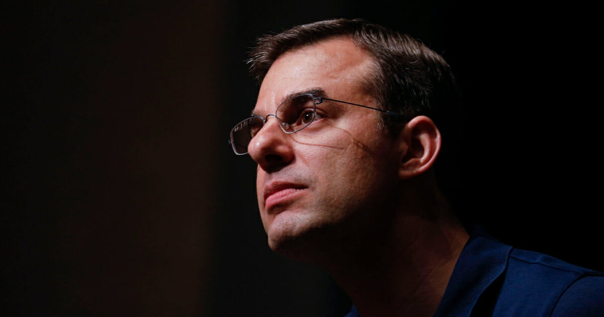 Michigan Rep. Justin Amash holds a town hall Meeting on May 28, 2019 in Grand Rapids, Michigan. Amash was the first Republican member of Congress to say that President Donald Trump engaged in impeachable conduct. (Bill Pugliano / Getty Images)