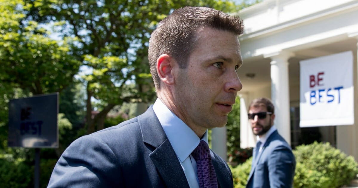 Kevin McAleenan departs an event for the first lady's Be Best initiative in the Rose Garden of the White House on Tuesday, May 7, 2019, in Washington, D.C.