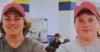 The MAGA hats of Littlestown High School student Jeremy Gebhart and a friend were blurred out in the school's yearbook.