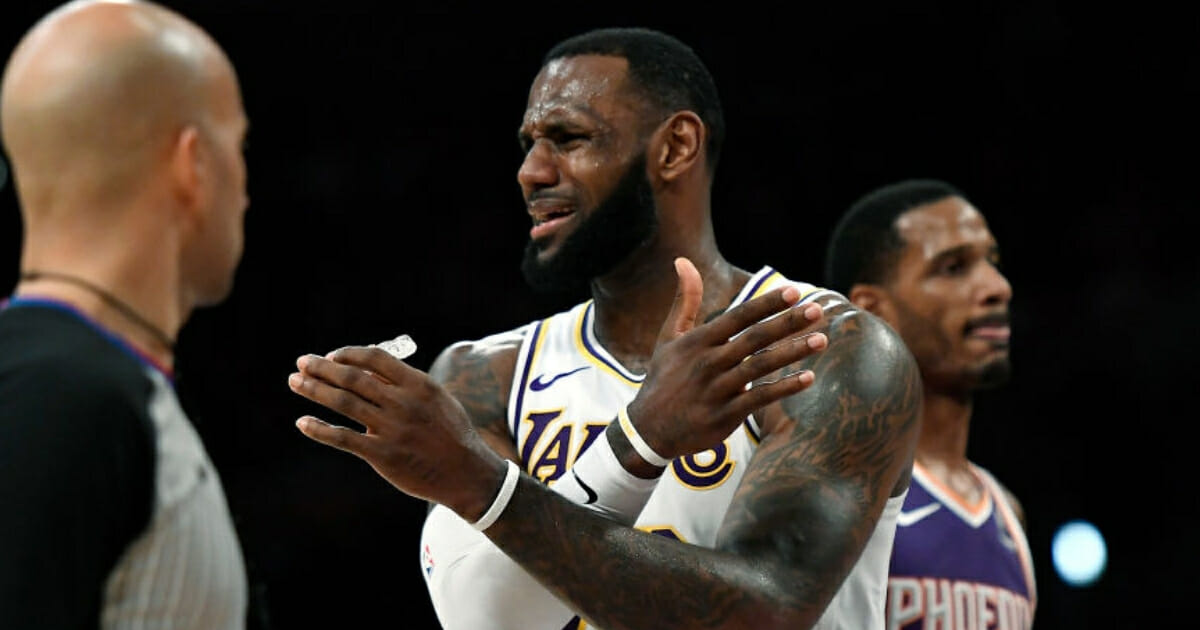 LeBron James reacts during a game against the Phoenix Suns on Dec. 2, 2018, in Los Angeles.