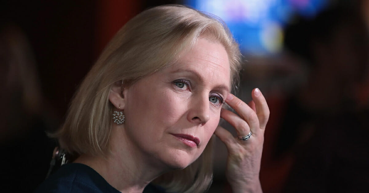 Democratic presidential candidate Sen. Kirsten Gillibrand listens to guests during a campaign event at Papa Keno’s restaurant on April 17, 2019, in Des Moines, Iowa.