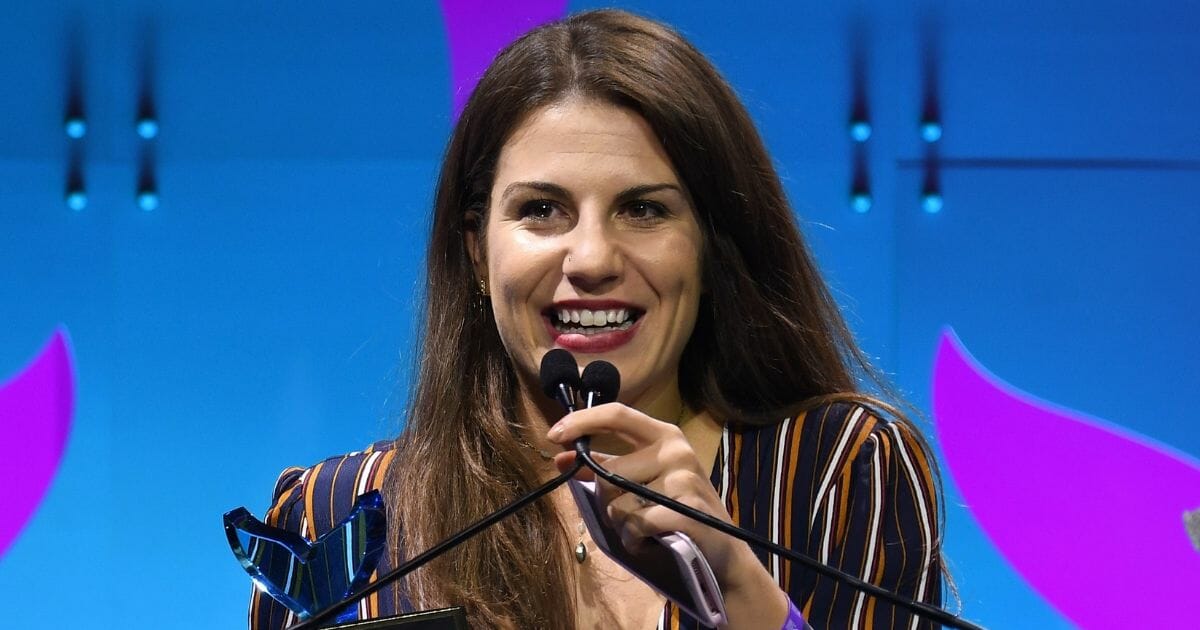 Lauren Duca accepts an award on stage at the 9th Annual Shorty Awards on April 23, 2017, in New York City.
