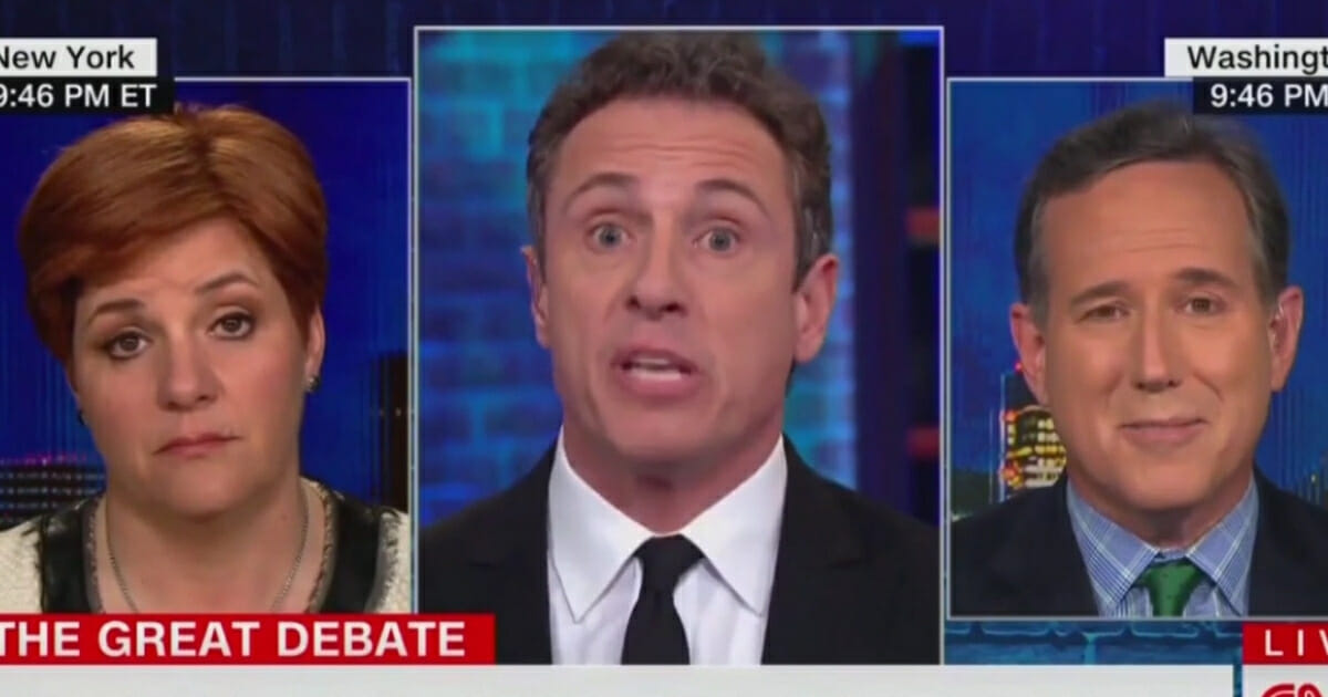 Christine Quinn, host Chris Cuomo and Rick Santorum discuss women's reproductive rights Monday on CNN.