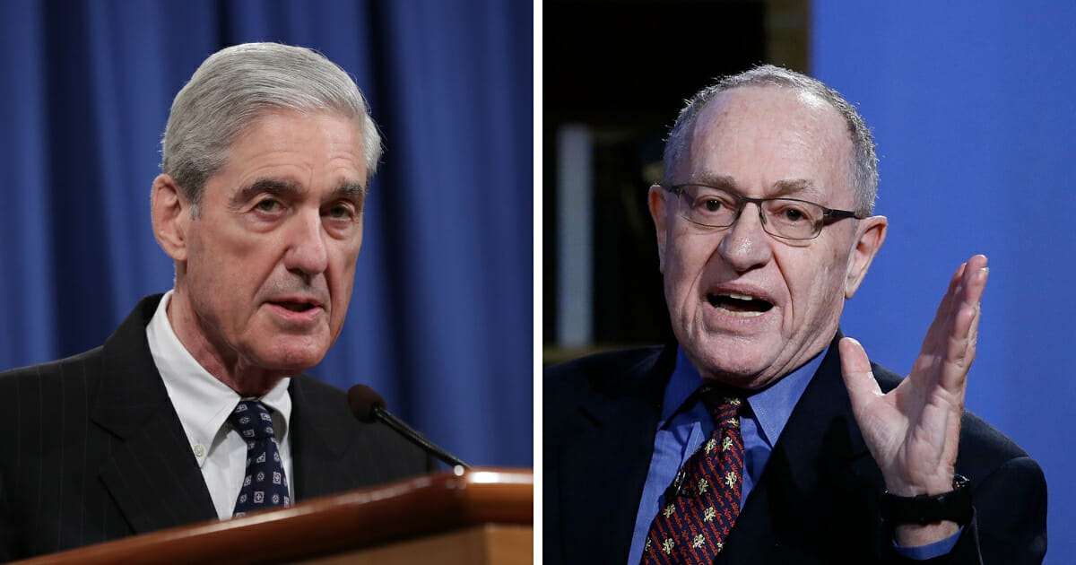 Special counsel Robert Mueller, left, was taken to task by retired Harvard law professor Alan Dershowitz, right, for overstepping the established bounds of a prosecutor to aid Democrats intent on impeaching President Trump.