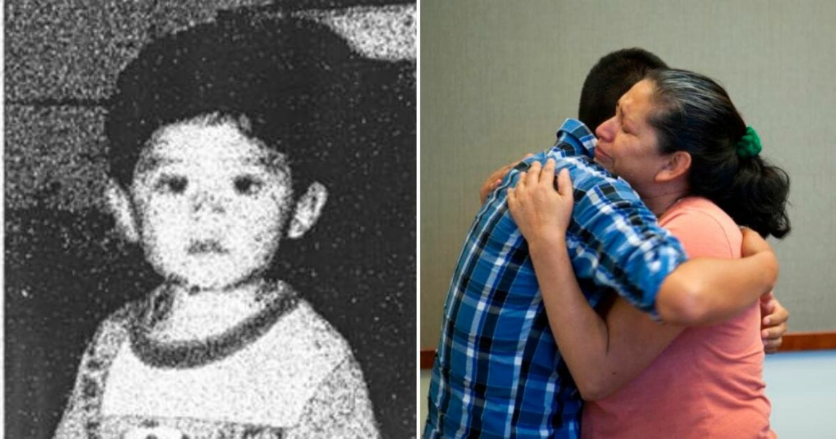 Steven Hernandez as toddler, left, and him being reunited with his mom, right.