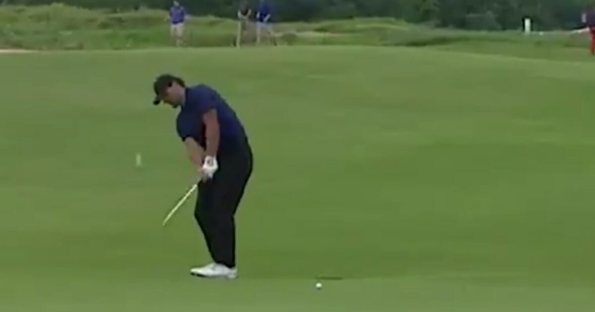 Tony Romo hits what proved to be an eagle Thursday, May 9, 2019, at the AT&T Byron Nelson tournament in Dallas.