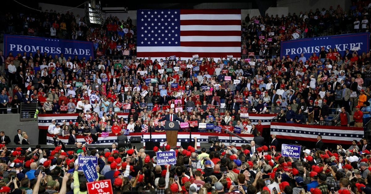 President Donald Trump speaks during a campaign rally for Republican Senate candidate Mike Braun at the County War Memorial Coliseum Nov. 5, 2018, in Fort Wayne, Indiana.