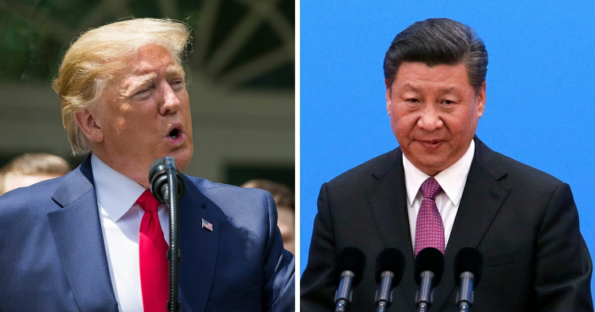 President Trump opposite President Xi Jinping of China
