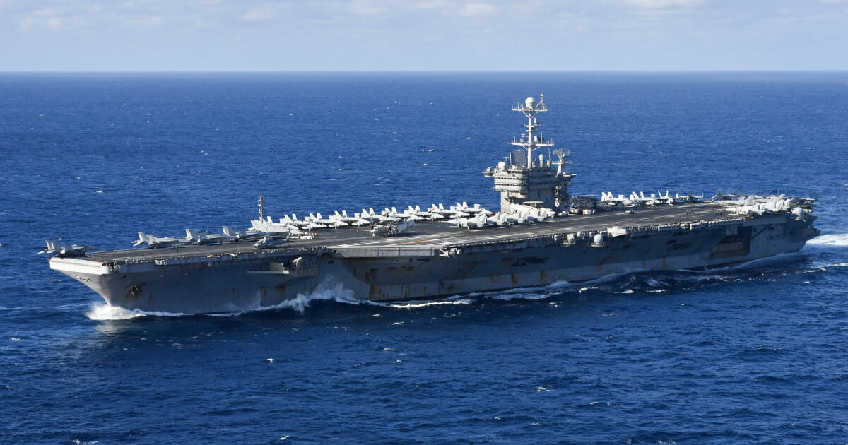The Nimitz-class aircraft carrier USS Harry S. Truman transits the Atlantic Ocean on April 7, 2019.