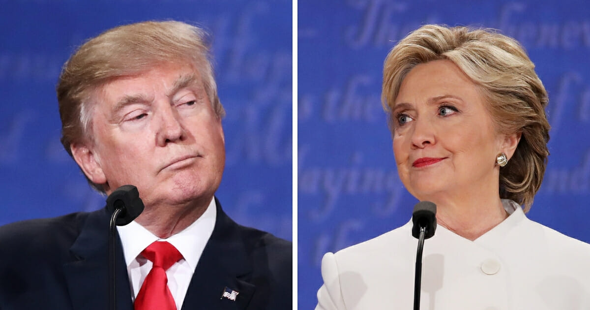 Then-candidates Donald Trump, left, and Hillary Clinton square off in their third presidential debate on Oct. 19, 2016.