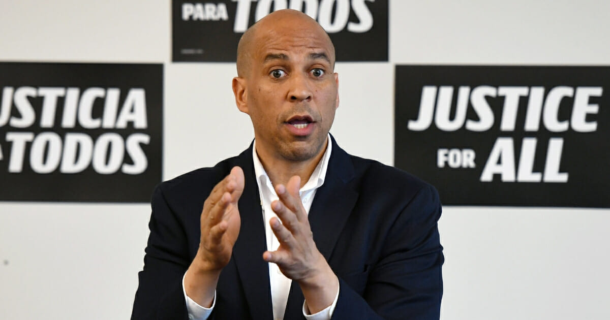 New Jersey Sen. Cory Booker in an April 18 file photo.