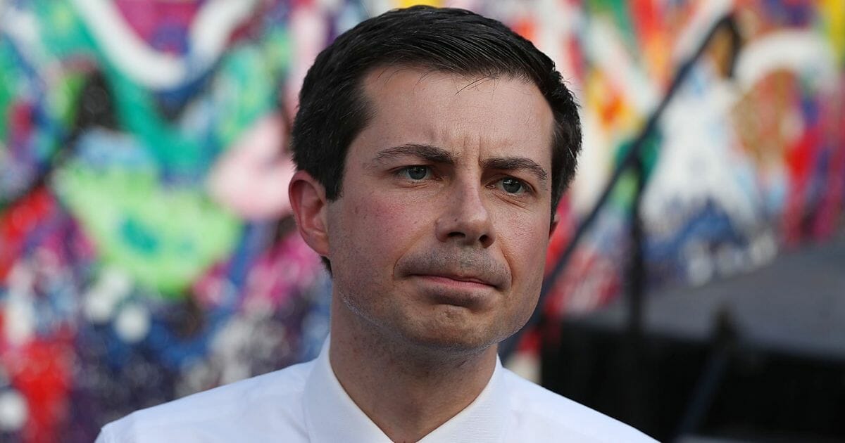 Pete Buttigieg, Democratic presidential contender and mayor of South Bend, Indiana, speaks to the media in Miami during a May 20 campaign fundraiser.