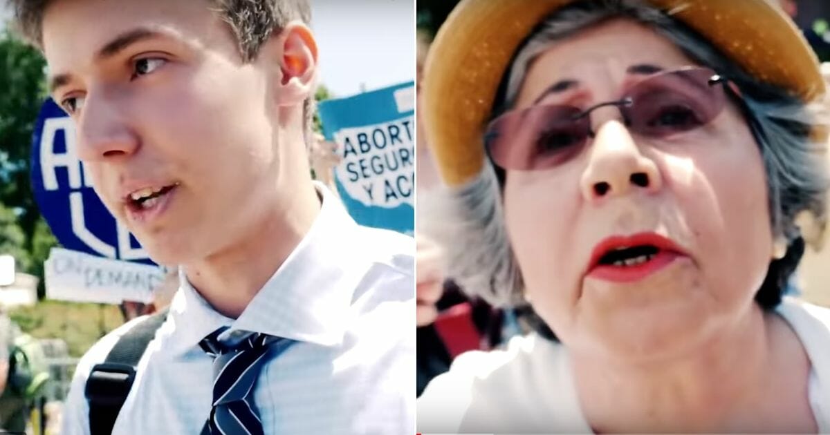 High school student harassed by pro-abortion protesters.