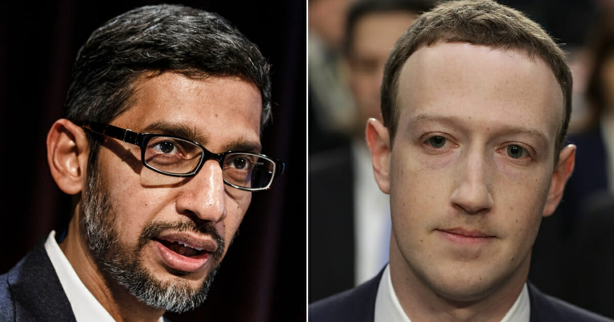 Google CEO Sundar Pichai; Facebook CEO Mark Zuckerberg
