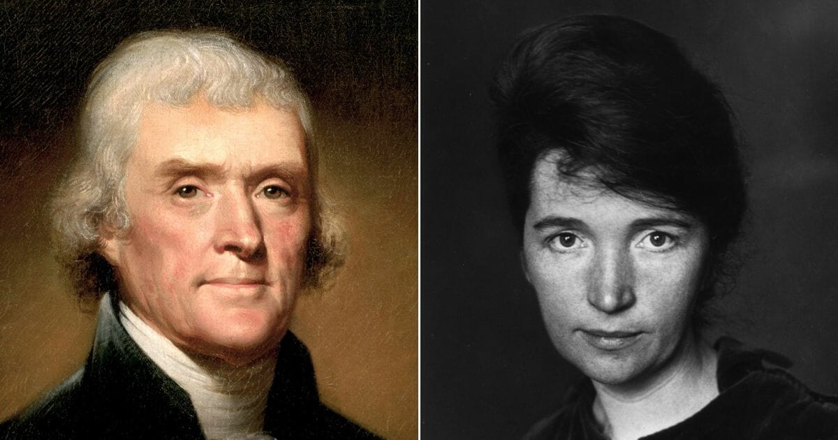 Portrait of Thomas Jefferson ; Margaret Sanger.
