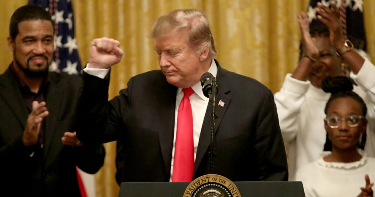 President Donald Trump delivers remarks during a reception in honor of National African American History Month.