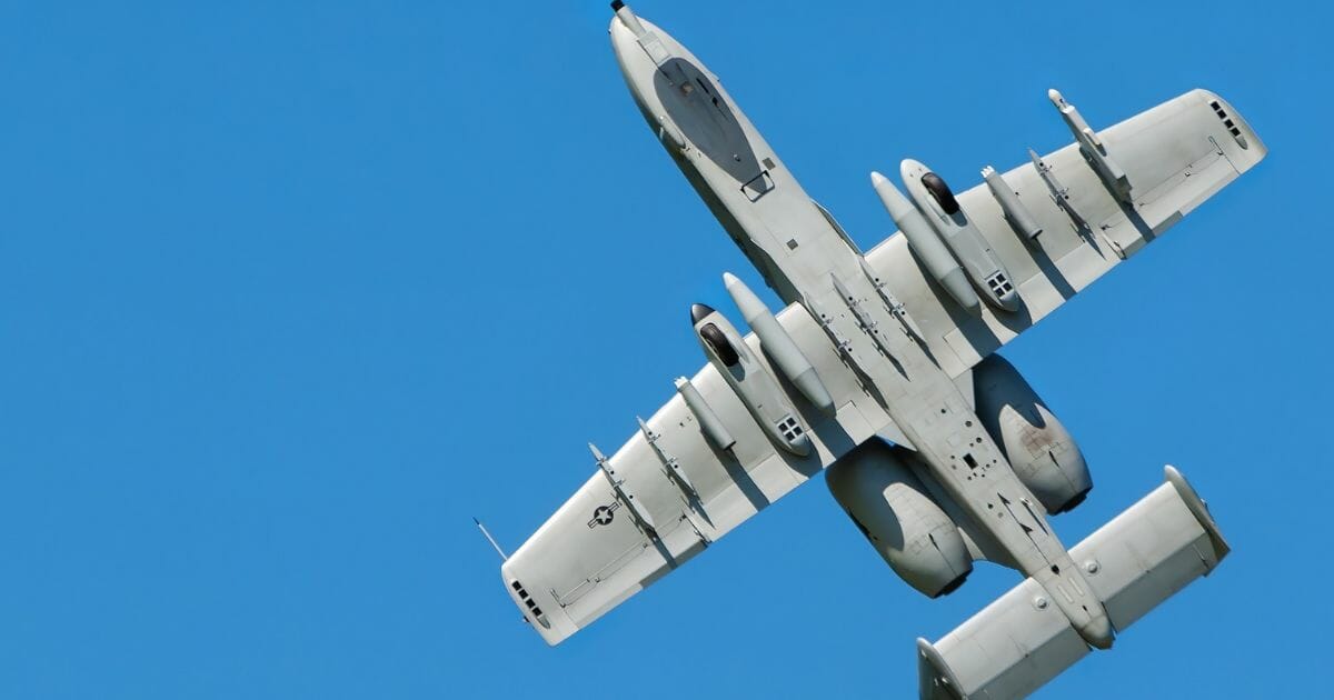 Inverted climb of US Air Force A-10 Thunderbolt II Warthog.