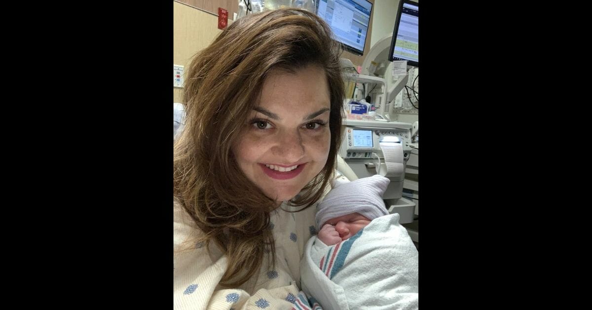 Abby Johnson with her newborn baby