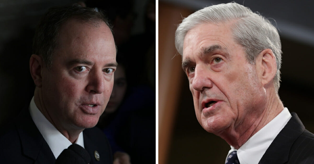 Democrat Rep. Adam Schiff of California, chairman of the House Intelligence Committee, left, said on June 19, 2019 he doesn't think special counsel Robert Mueller's, right, 10-minute statement to the news media on his investigation into Russian interference in the 2016 election answered enough questions.