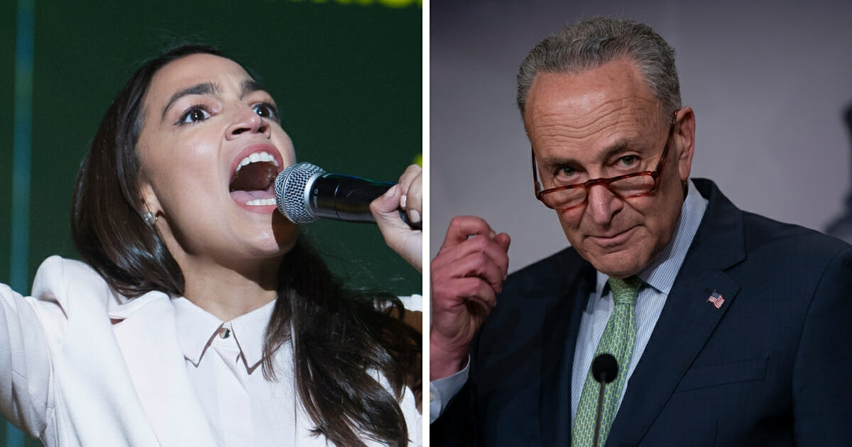 Democrat Rep. Alexandria Ocasio-Cortez of New York, left, may be a relative newcomer to politics, but a recent Axios report claims she might soon set her sights on a new seat -- namely, the one currently held by New York Democrat Sen. Chuck Schumer, right.