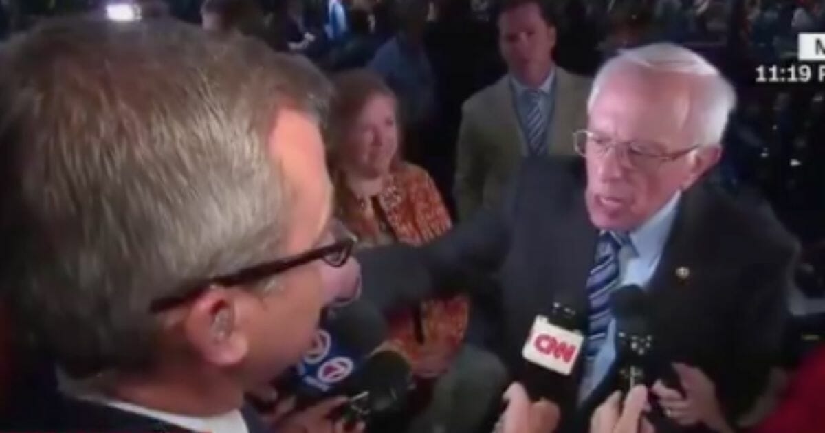 Bernie Sanders being interviewed.