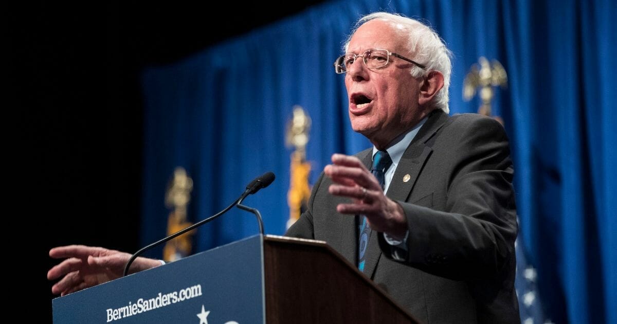 Democrat presidential candidate Sen. Bernie Sanders delivers remarks at a campaign function in the Marvin Center at George Washington University on June 12, 2019 in Washington, D.C.