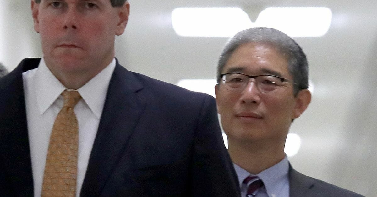 Bruce Ohr, right, arrives for a closed hearing on Capitol Hill on Aug. 28, 2018, in Washington, D.C.