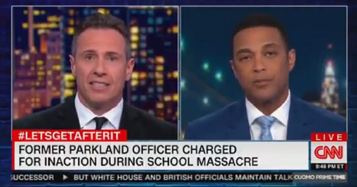 CNN's Chris Cuomo in a split screen with commentator Don Lemon.